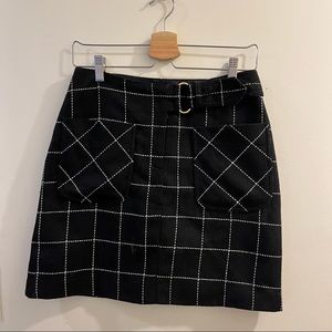 Anna Sui Belted Grid Skirt